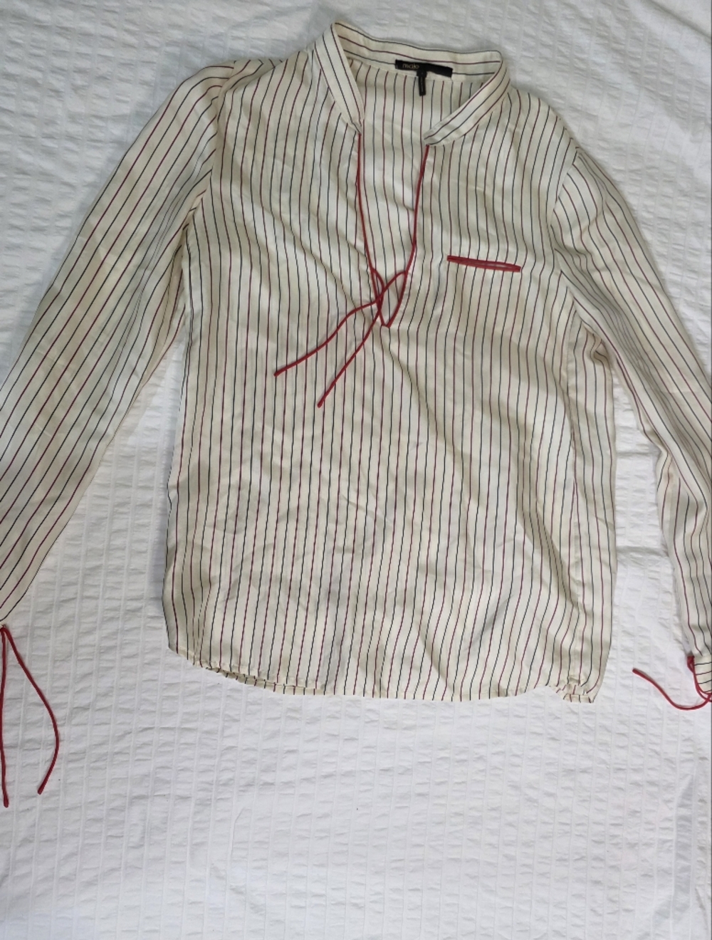 Maje Women Long Sleeve Blouse Stripes Sz.1 Silk